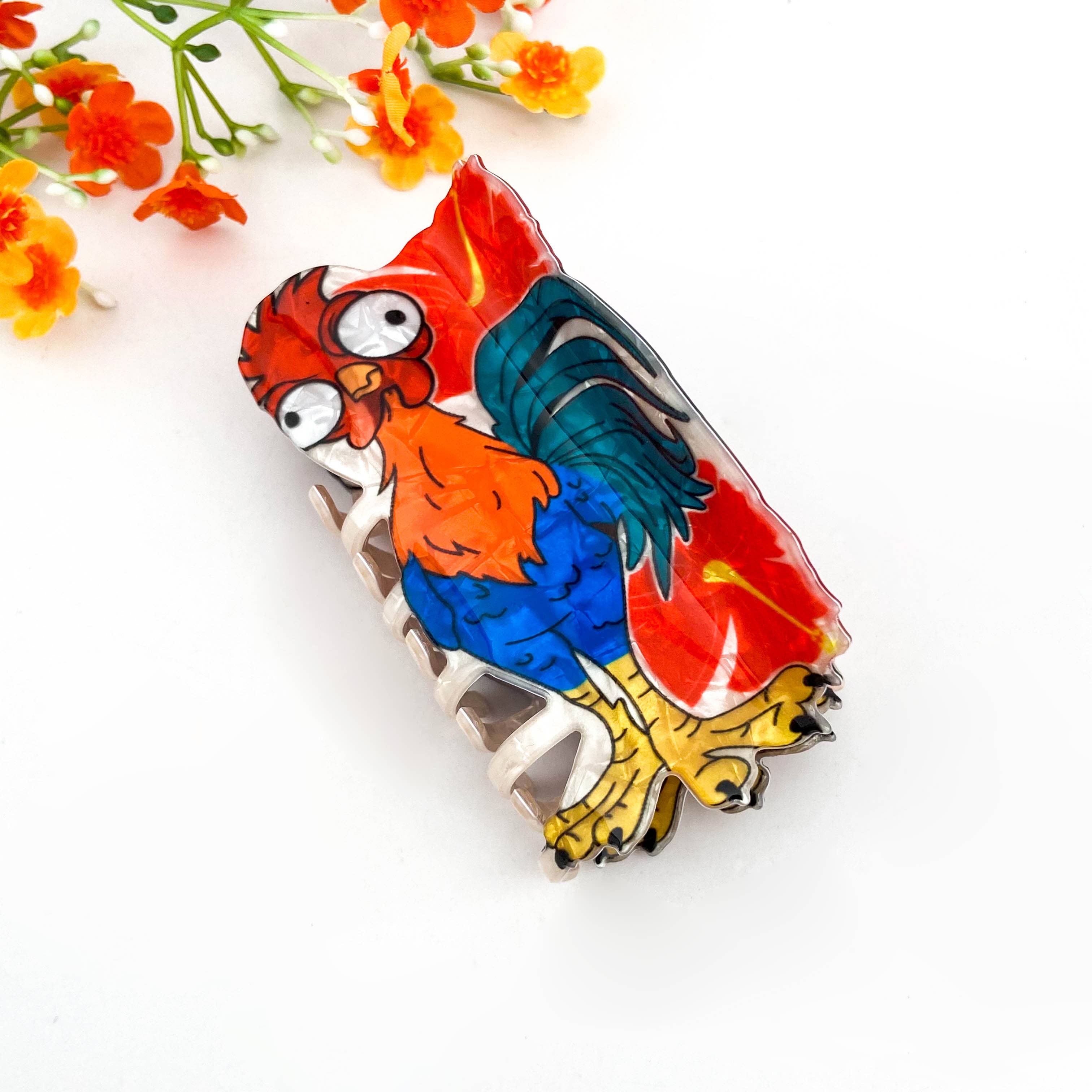 Surprised Chicken Funny Animal Hair Claw: Red
