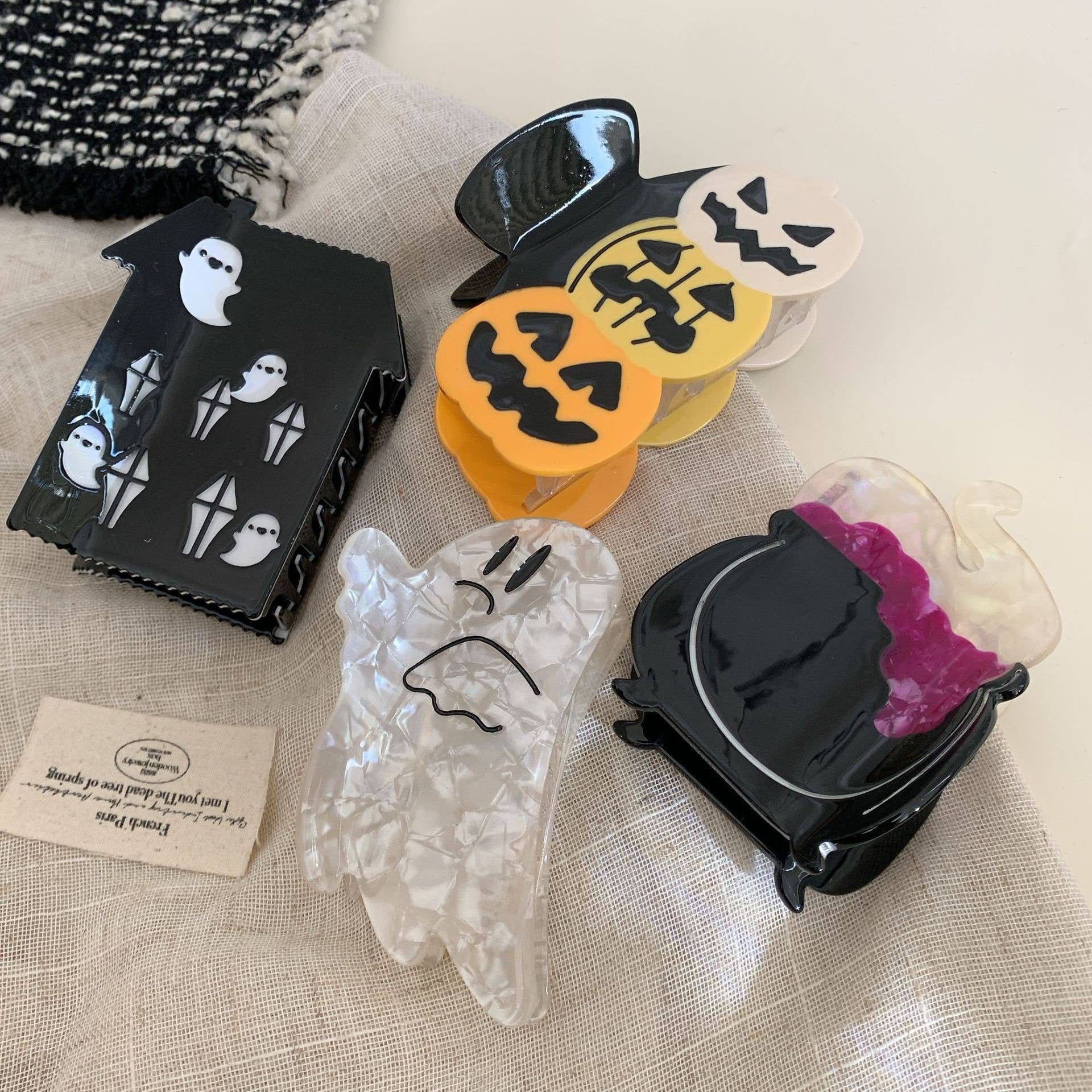 Festive Halloween Hair Claw,  Ghost & Pumpkin Hair Clips: House