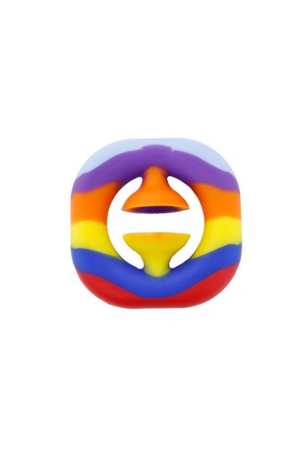 Snap Pop Squeeze Suction Cup Rainbow Dye Silicone Toy