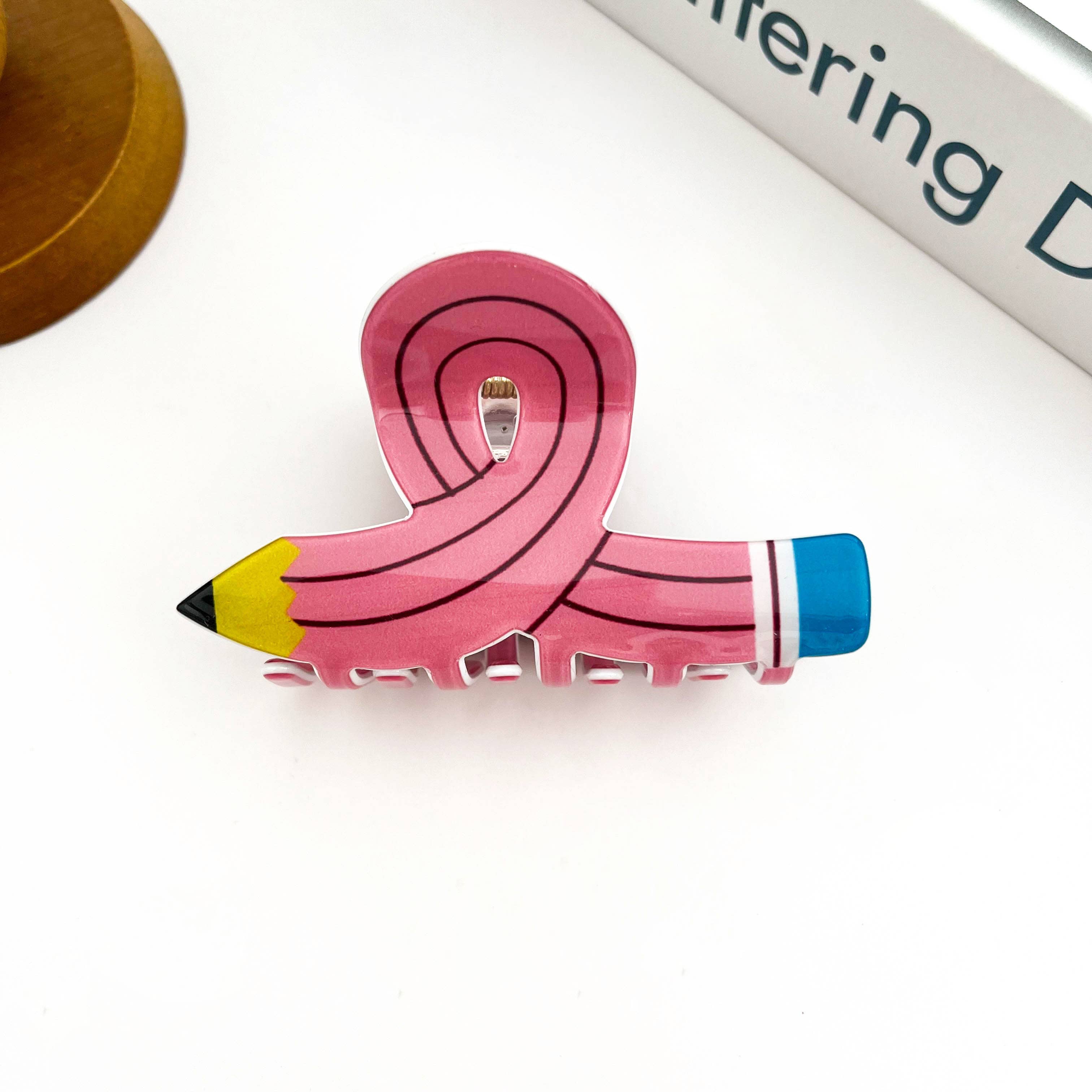Pencil Claw Clip, Playful Stationery-Inspired Hair Clip: Yellow