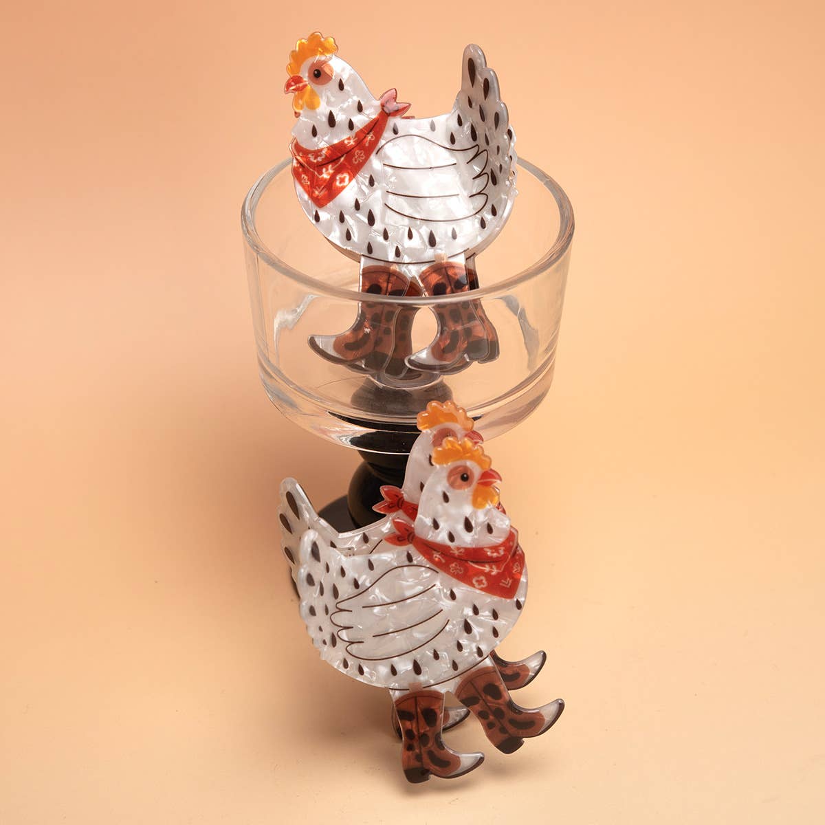 Fun Western Cowboy Bandana & Boots Chicken Hair Claw Clip: Chicken