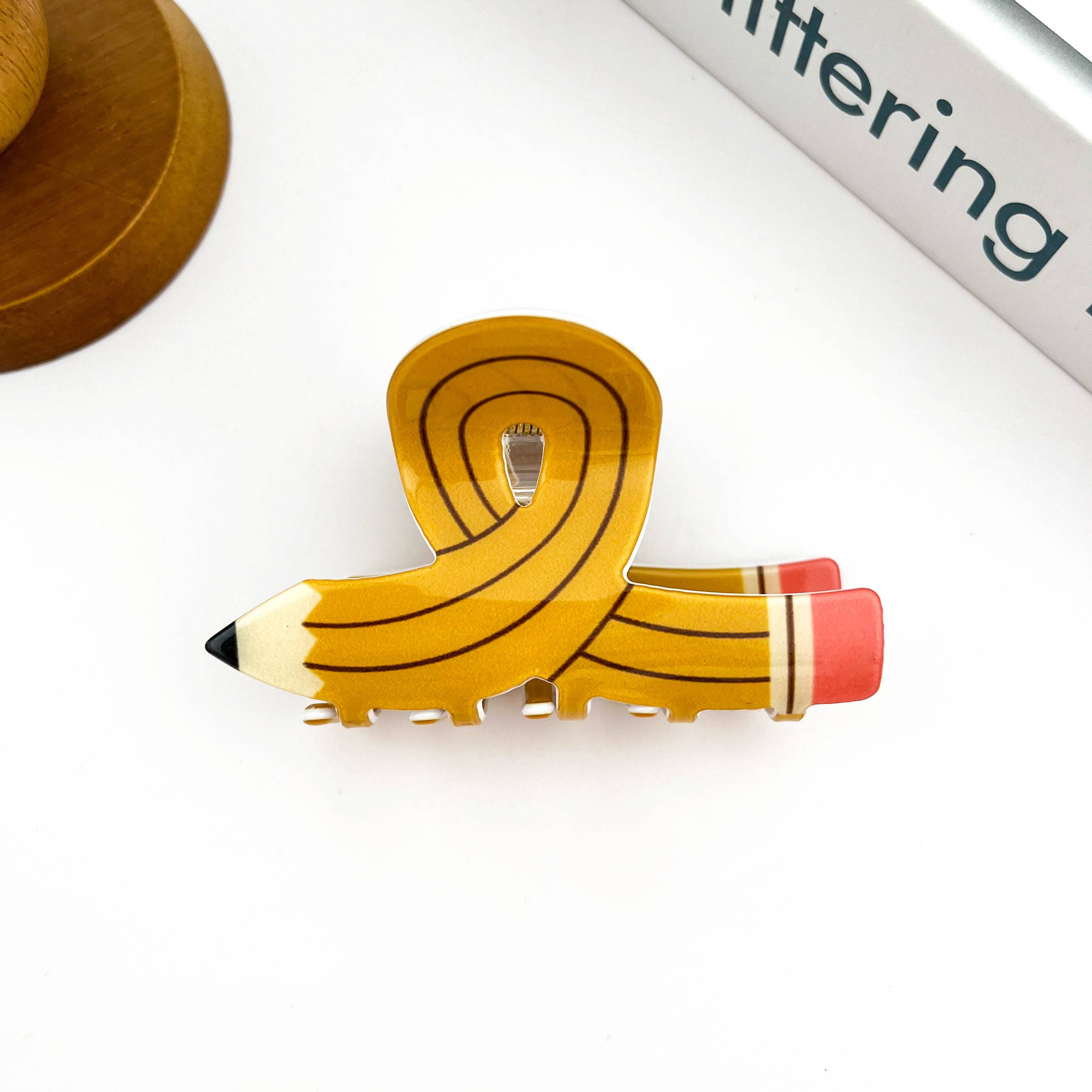 Pencil Claw Clip, Playful Stationery-Inspired Hair Clip: Black