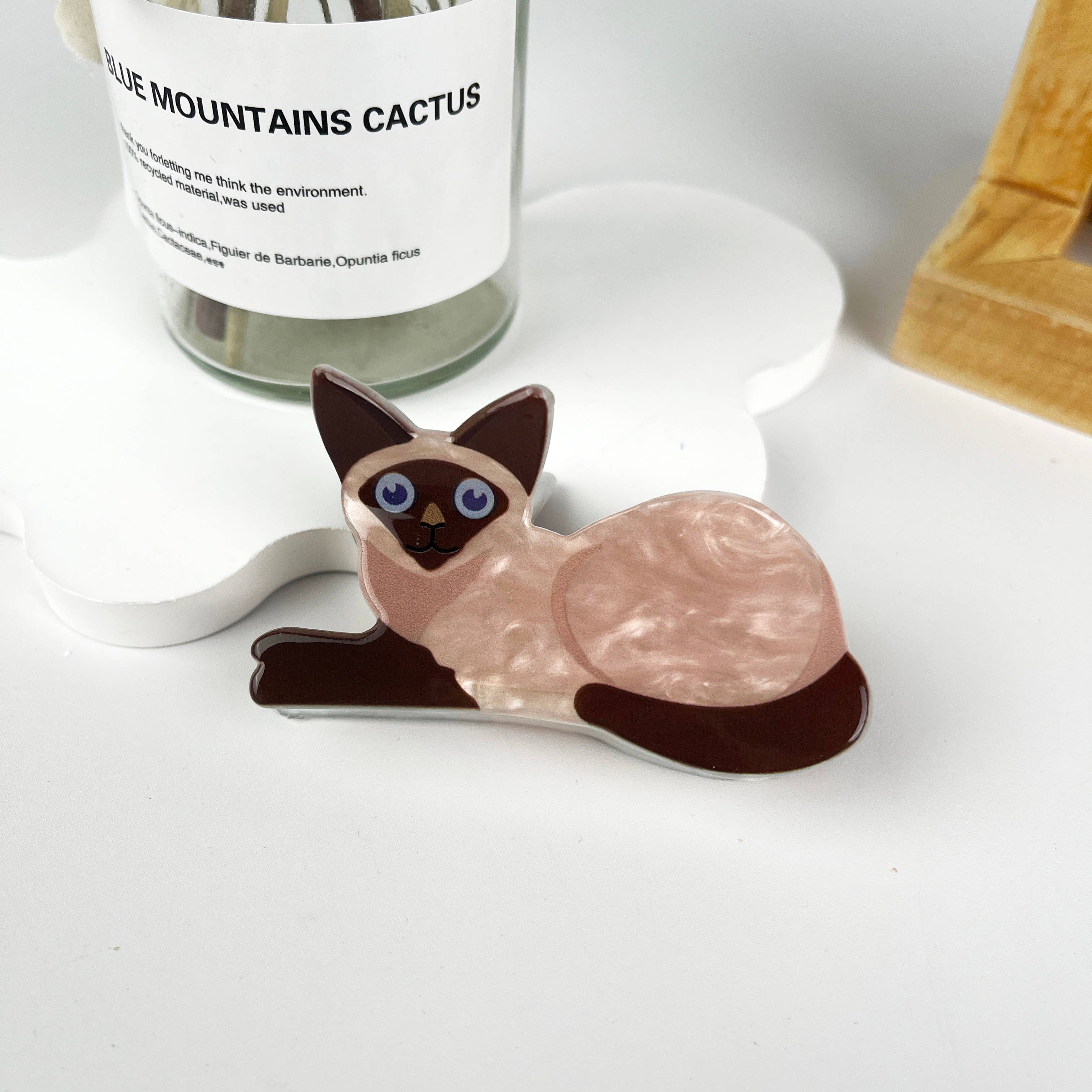 Cat style animal hair claw clip: Brown-cat
