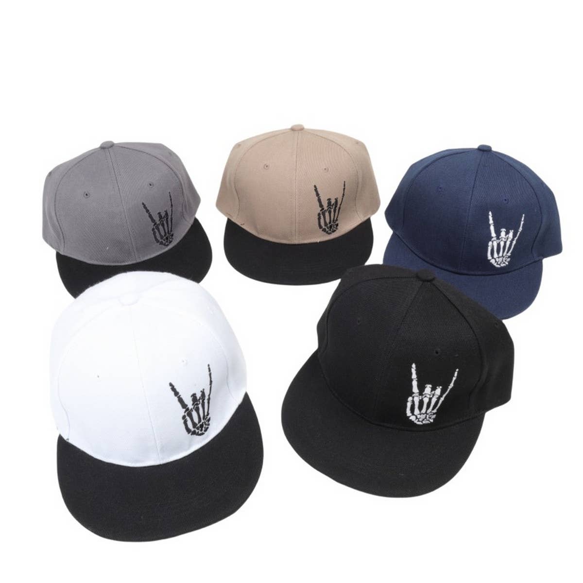 NEW SKULL FINGER EMBROIDERED BASEBALL CAP_CWAH1130: Black / (OS) 2