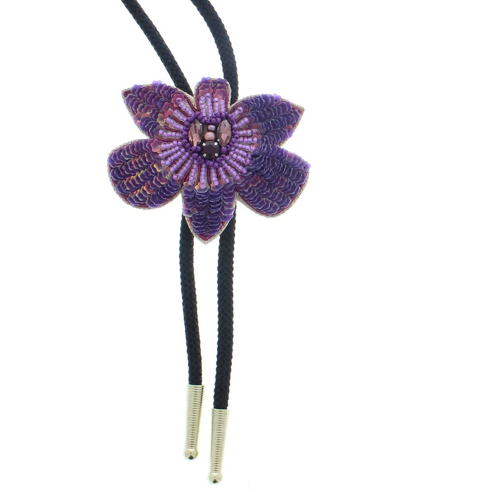 Orchid Purple Beaded Bolo Tie