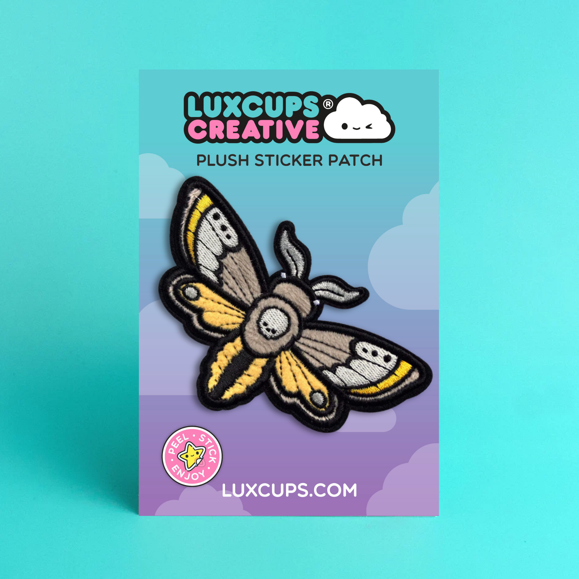Moth Fuzzy Plush Patch  - Adhesive Backed for Sewing On