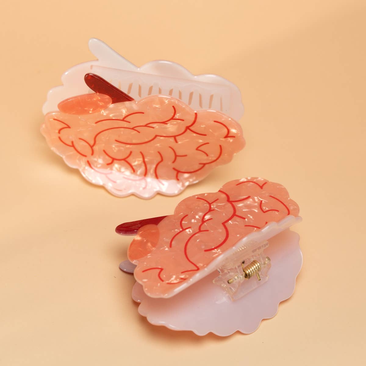 Quirky Brain Pattern Hair Claw Clip- Medical Anatomical : Brain