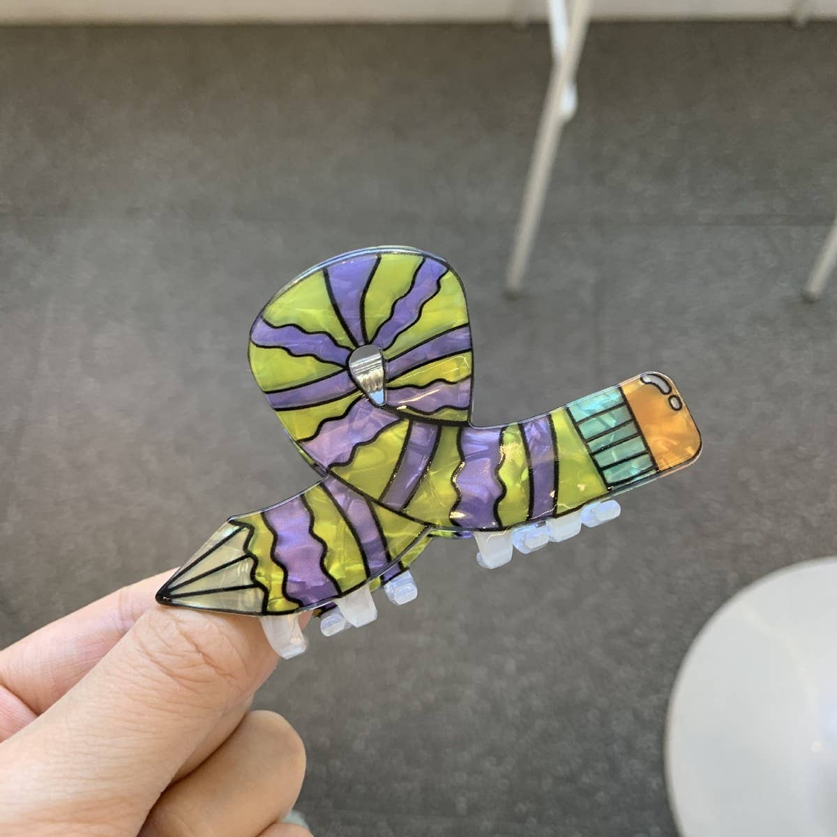 Acrylic Pencil Hair Claw,Candy Color Cartoon Clip