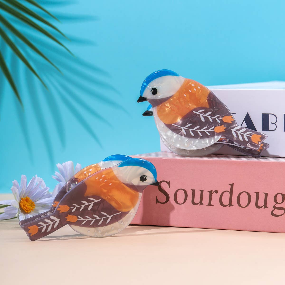 Cartoon Eurasian Blue Tit Bird Print  Hair Claw Clip: A