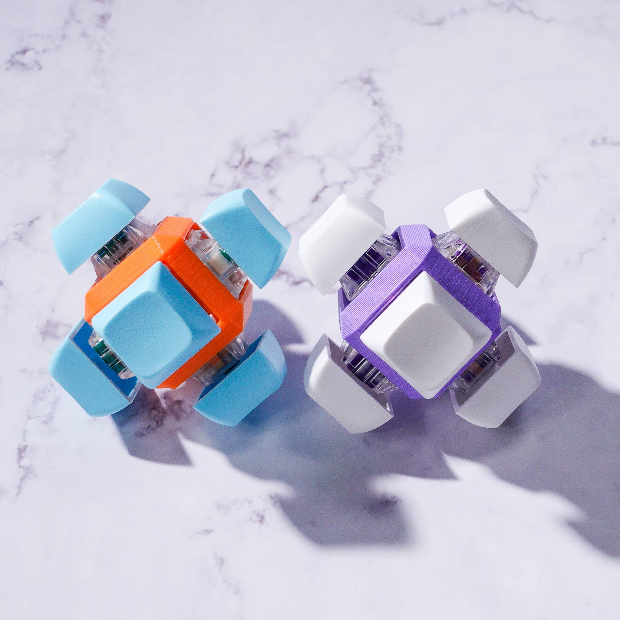 6 Key Cube: Mechanical Keyboard Fidget - Bold Blend: Purple & White / Clicky