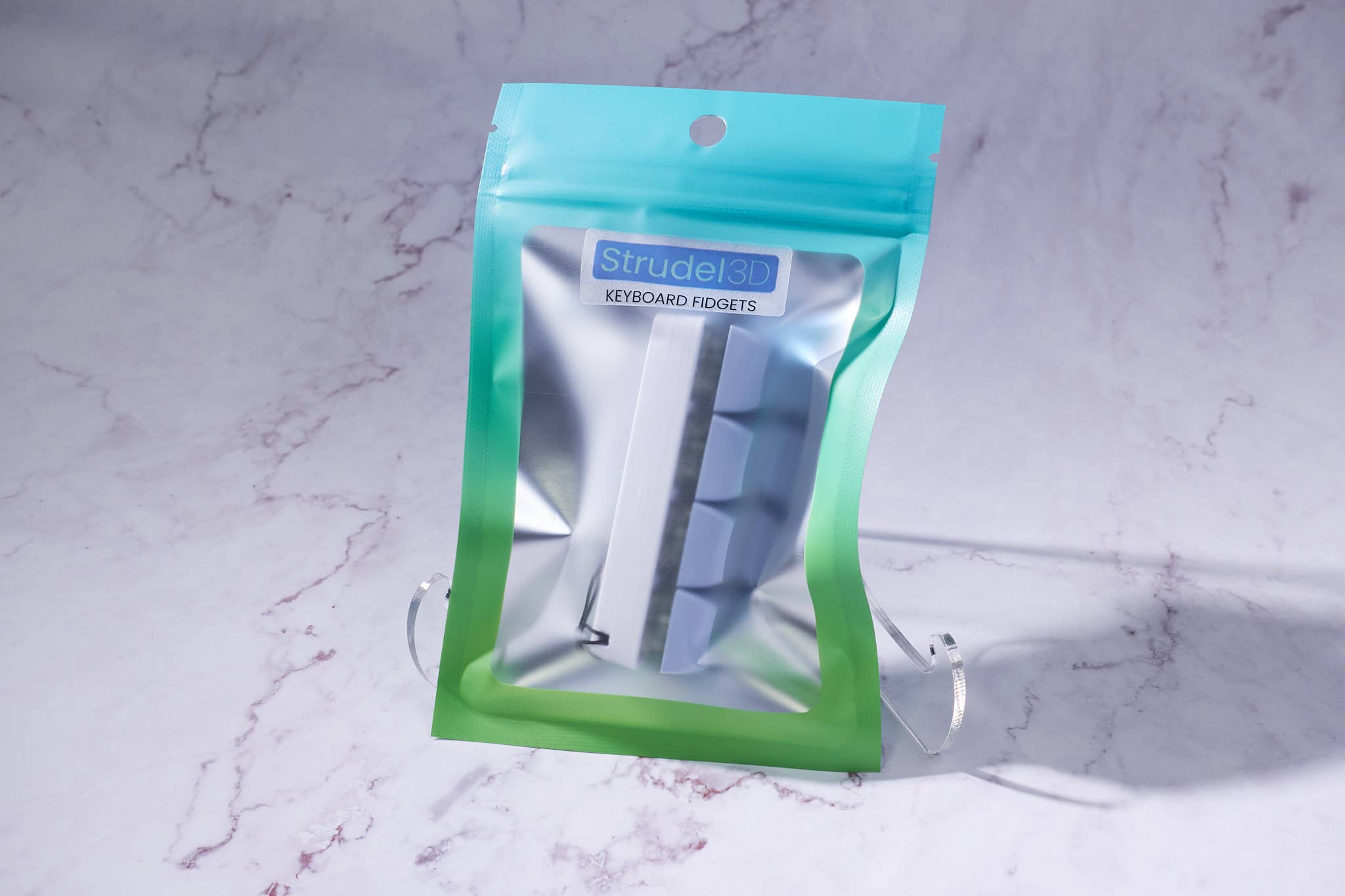 4 Key Mechanical Keyboard Fidget Keychain: Light Blue / Clicky (Louder)