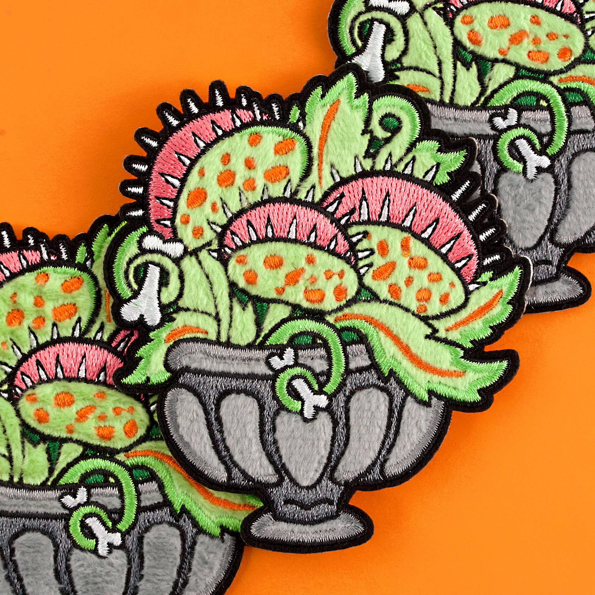 Venus Fly Trap Fuzzy Plush Patch - Adhesive Backed for Sewing On