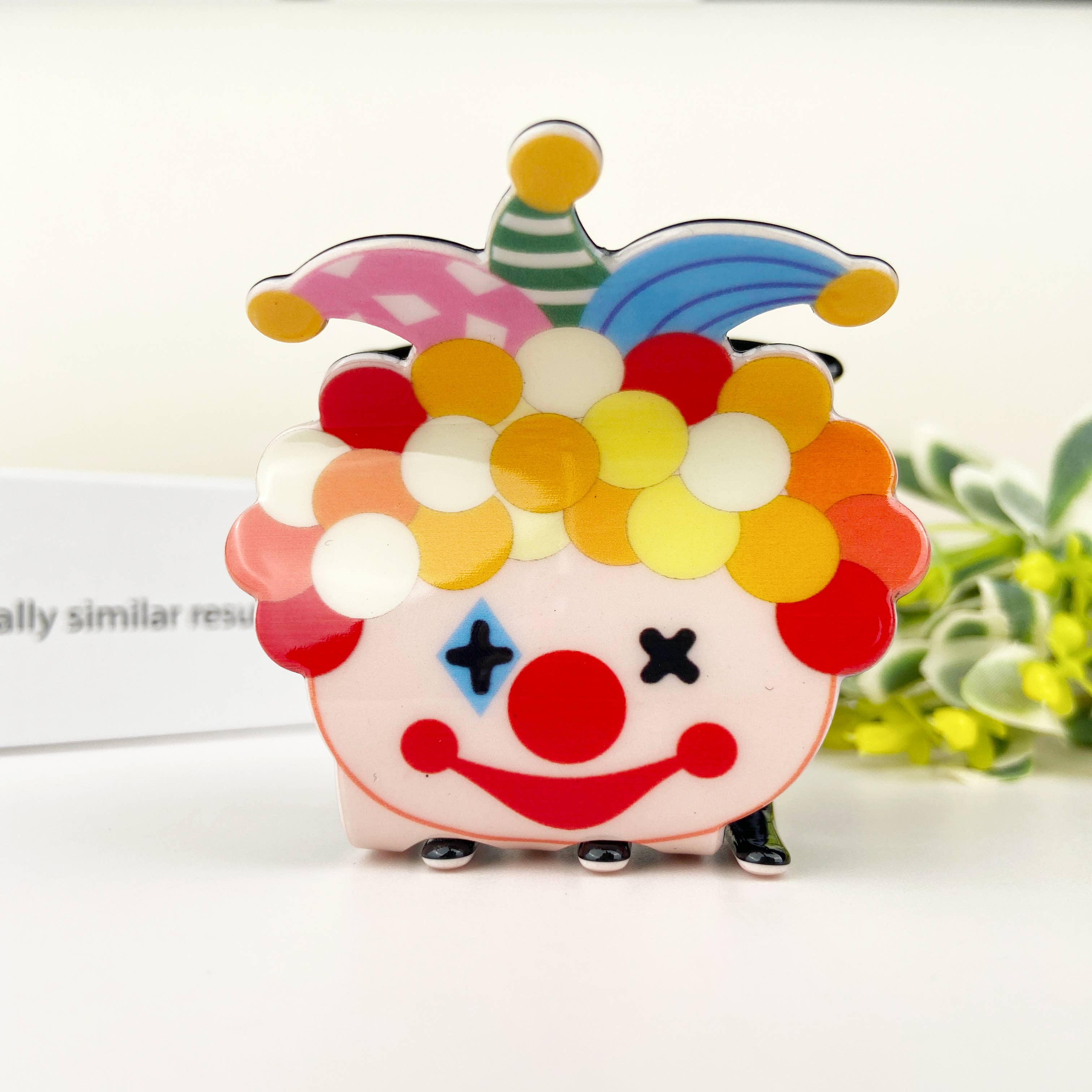 Colorful Cute clown hair claw clip: Colorful
