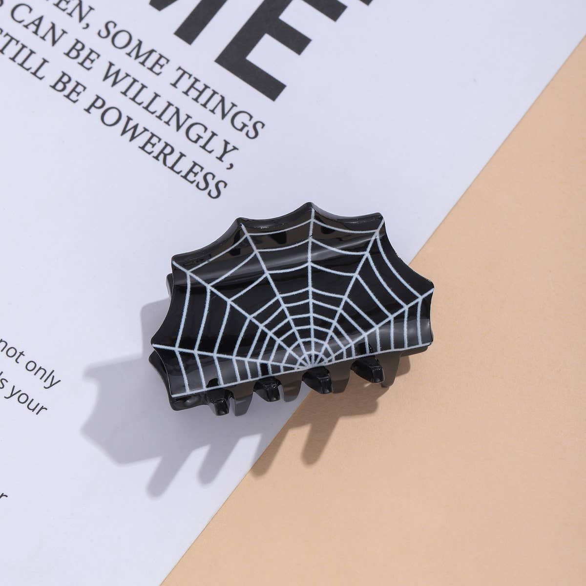 Halloween Witch Hat Spiderweb Hair Claw, Skull Moth Clip: SkullMoth