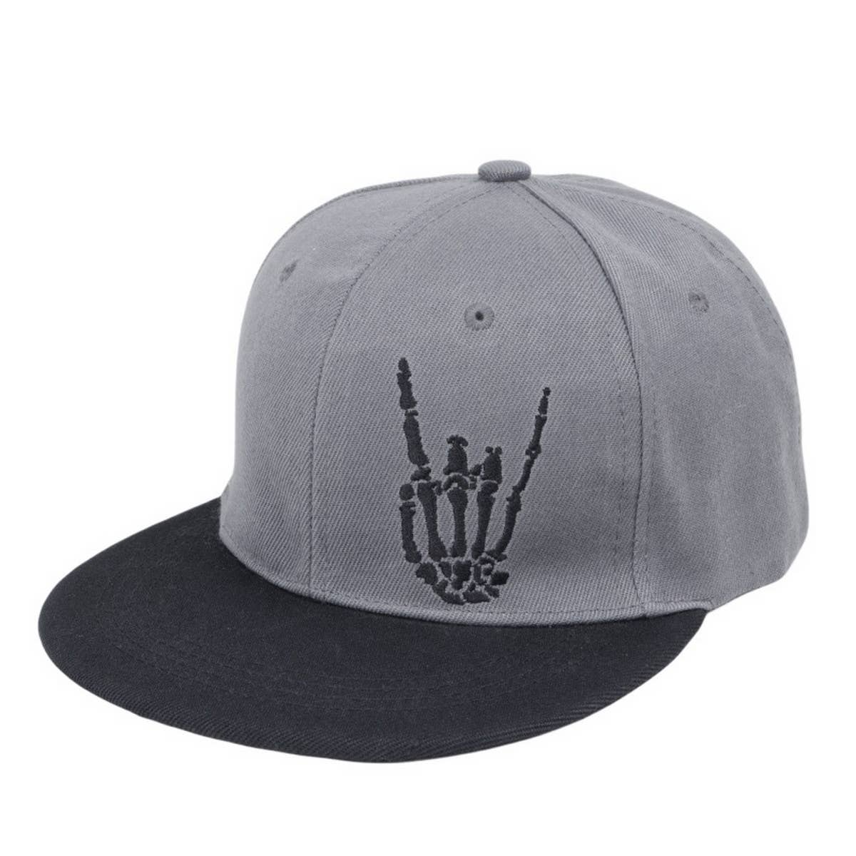 NEW SKULL FINGER EMBROIDERED BASEBALL CAP_CWAH1130: Black / (OS) 2