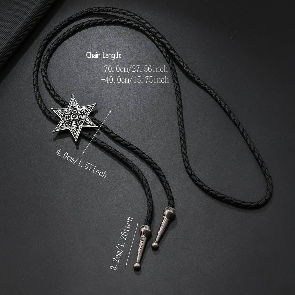 Western Six-Pointed Star Bolo Tie Necklace: Color / M