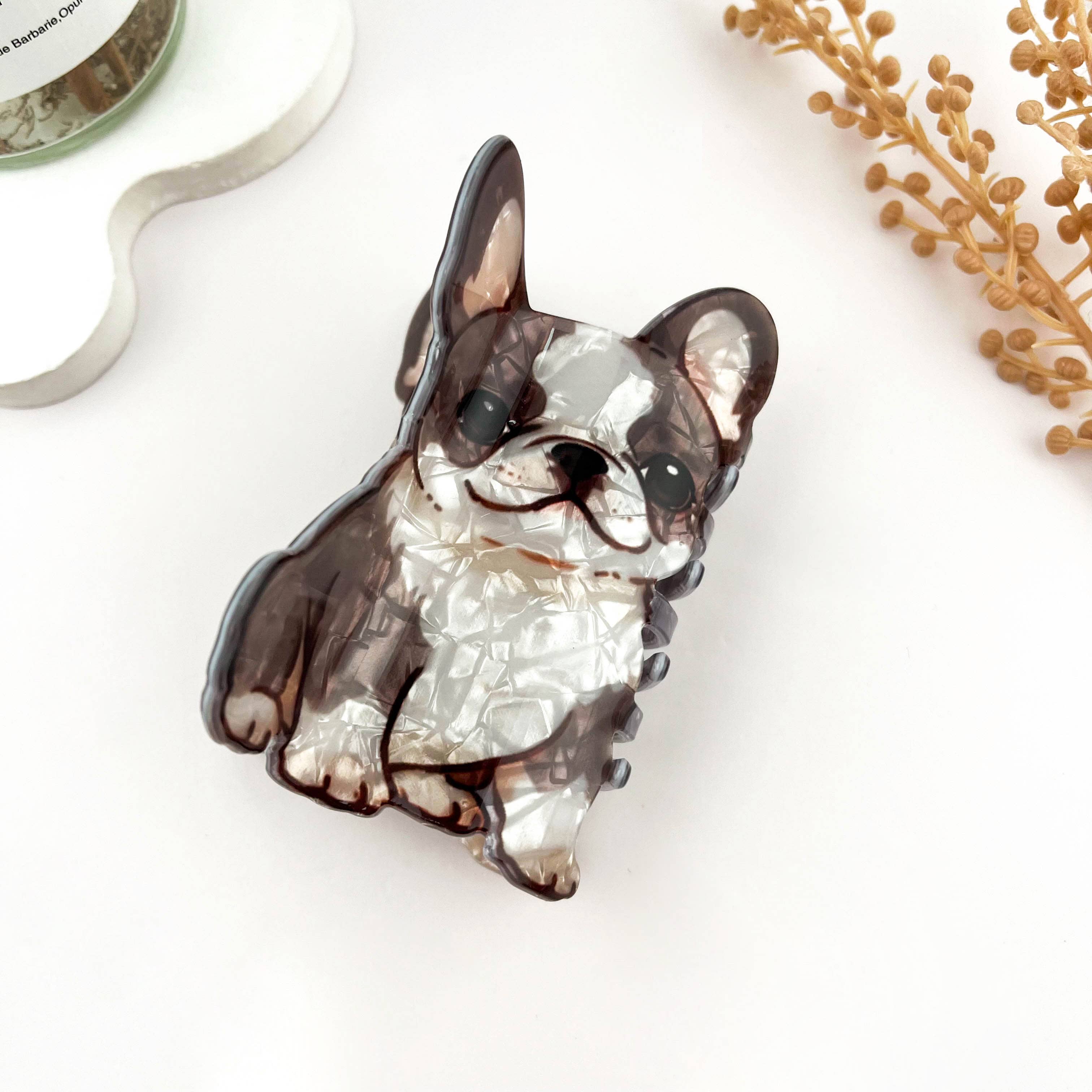 Cartoon Dog Printed Hair Claw, Puppy Lover Hair Clip: Pug