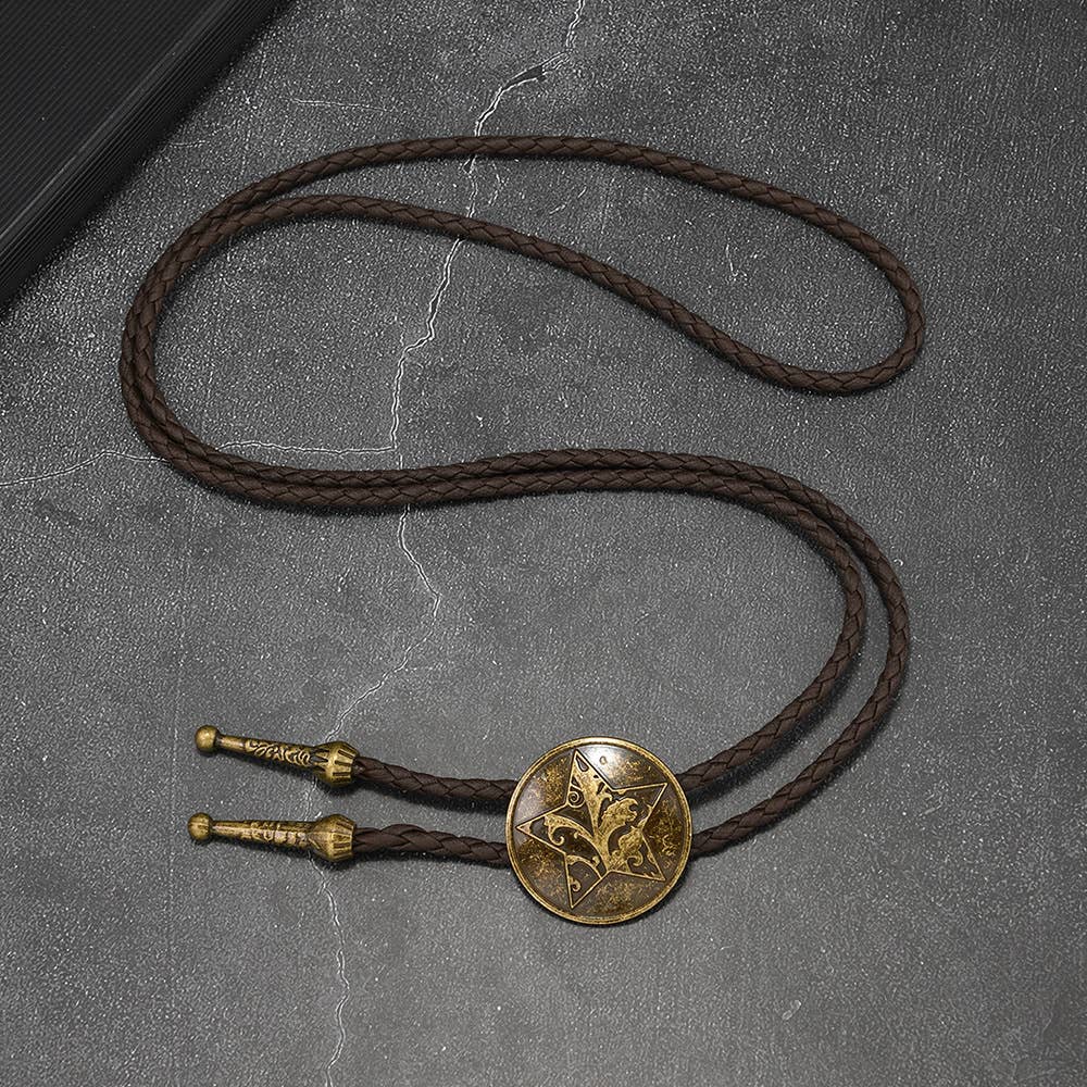 Western Star Engraved Leather Bolo Tie