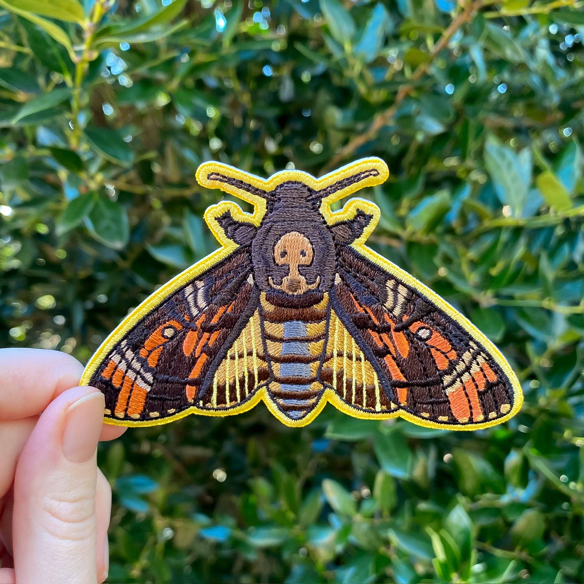 Death's Head Hawk Moth Iron-On Embroidered Patch