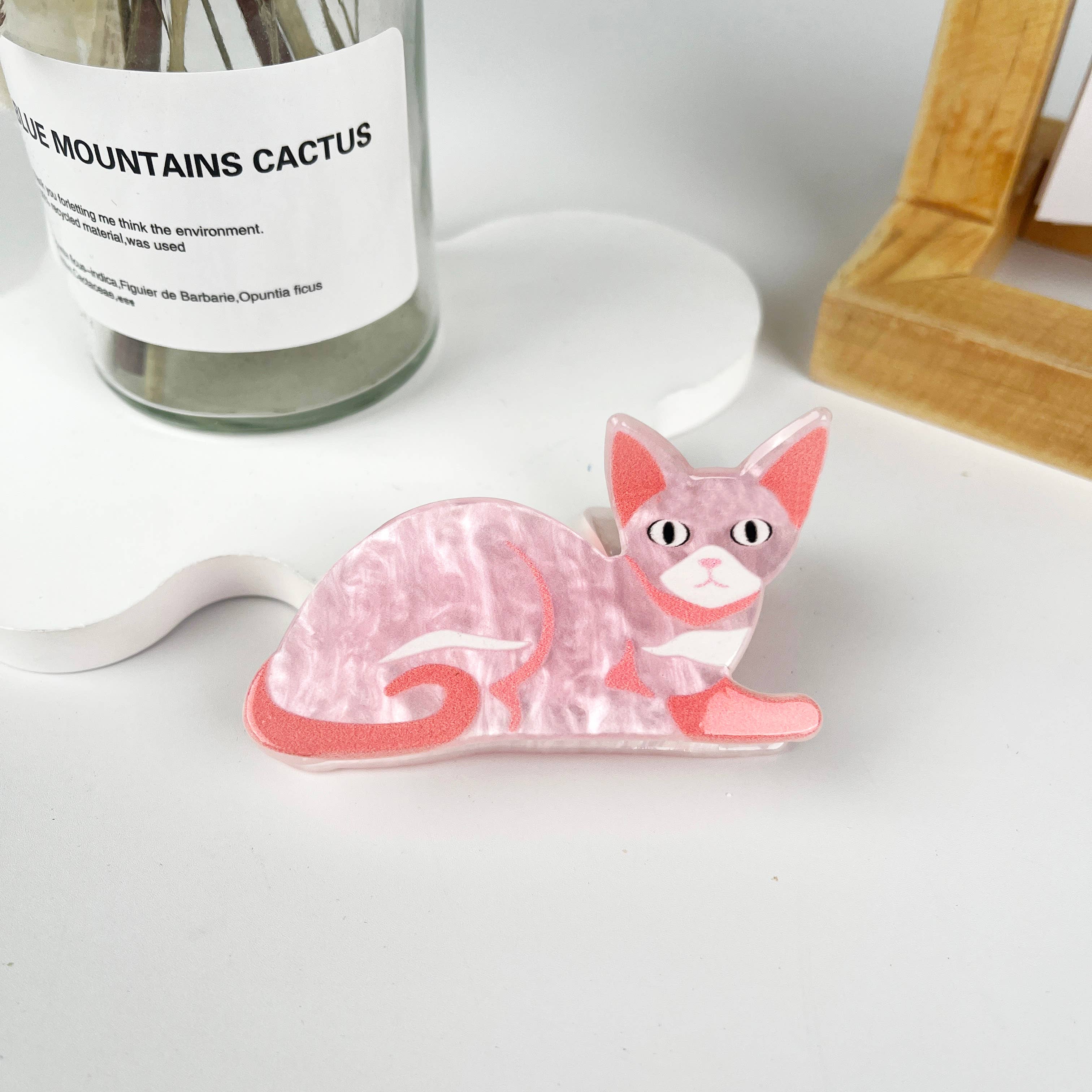 Cat style animal hair claw clip: Brown-cat