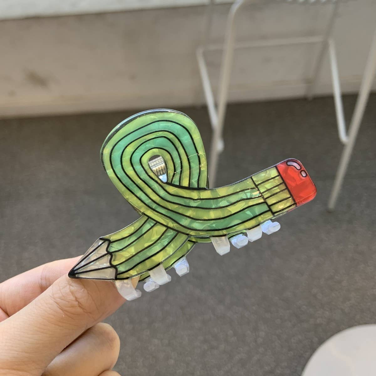 Acrylic Pencil Hair Claw,Candy Color Cartoon Clip
