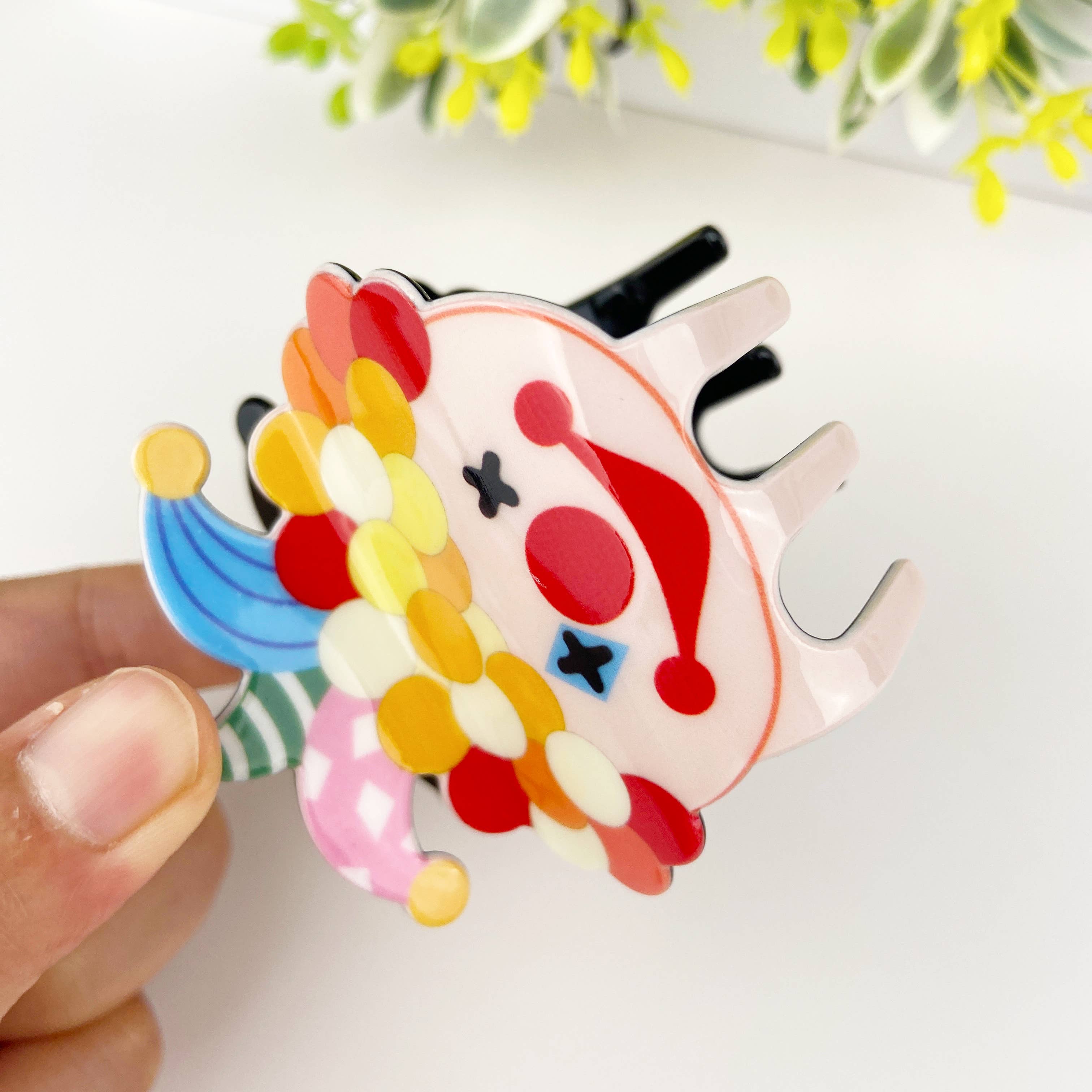Colorful Cute clown hair claw clip: Colorful