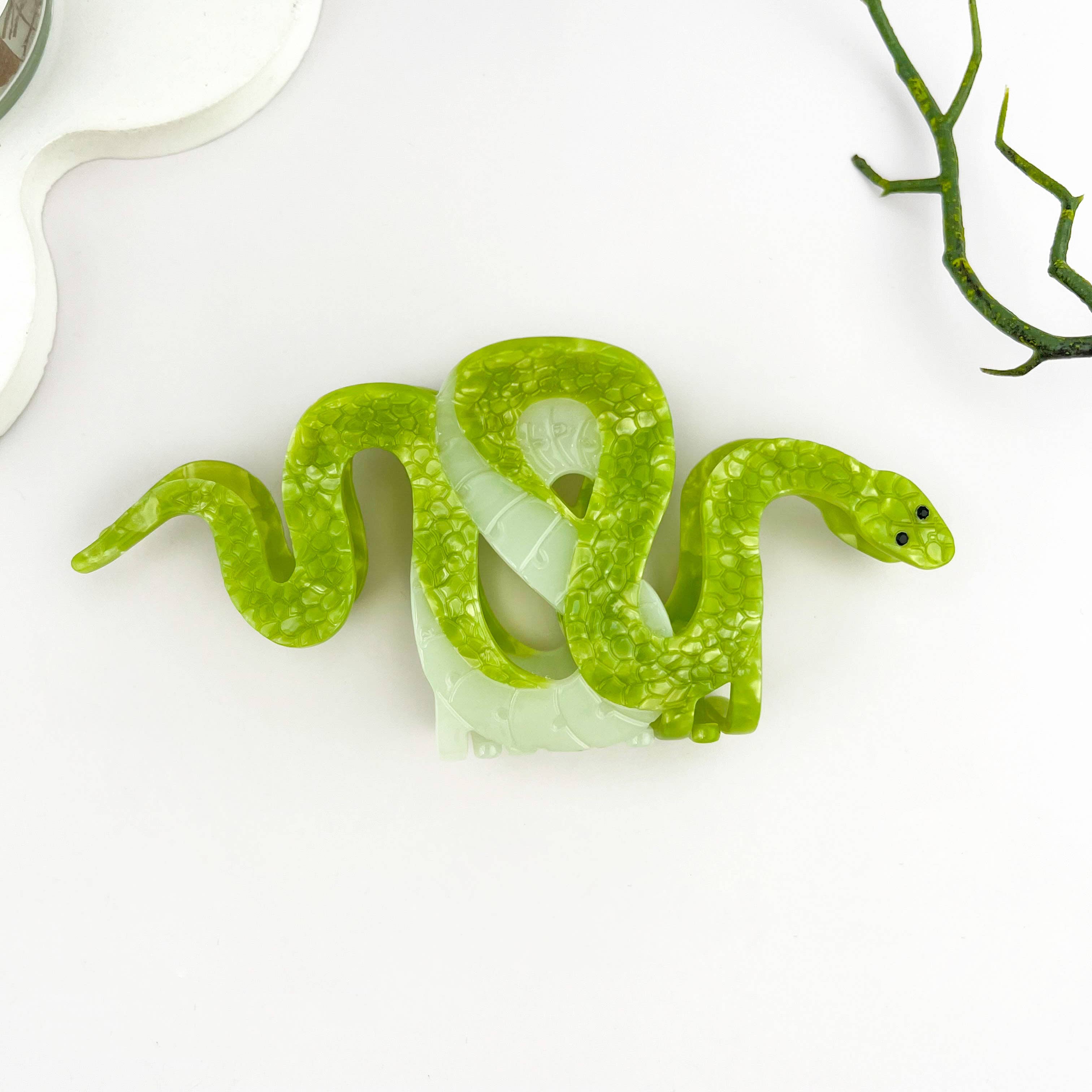Two-color Snake Hair Clip, Acetate Animal Claw Clip: Gray