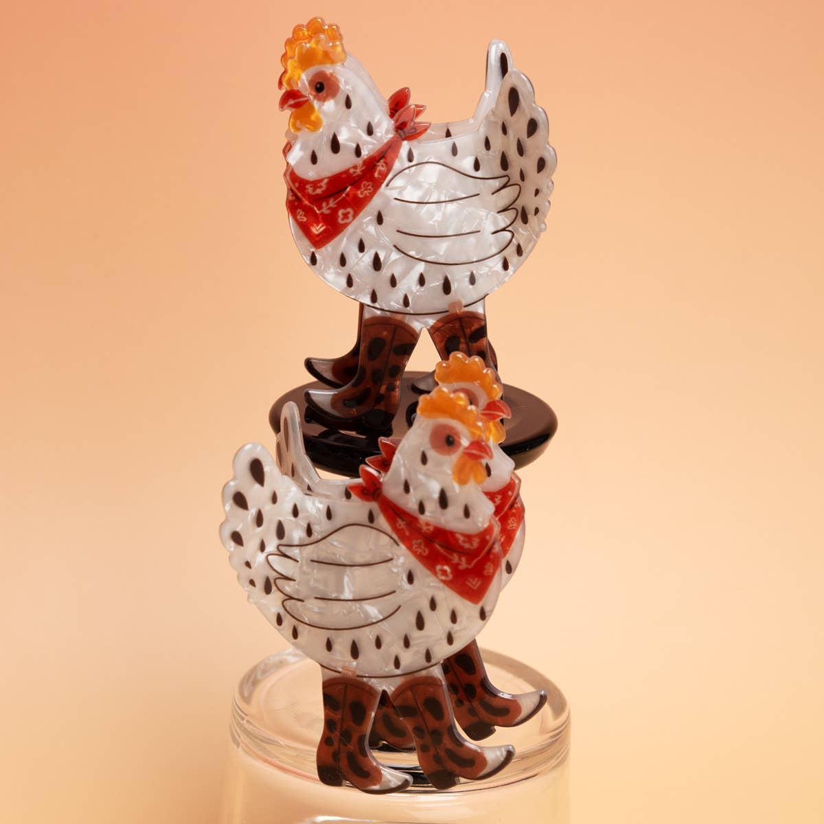 Fun Western Cowboy Bandana & Boots Chicken Hair Claw Clip: Chicken