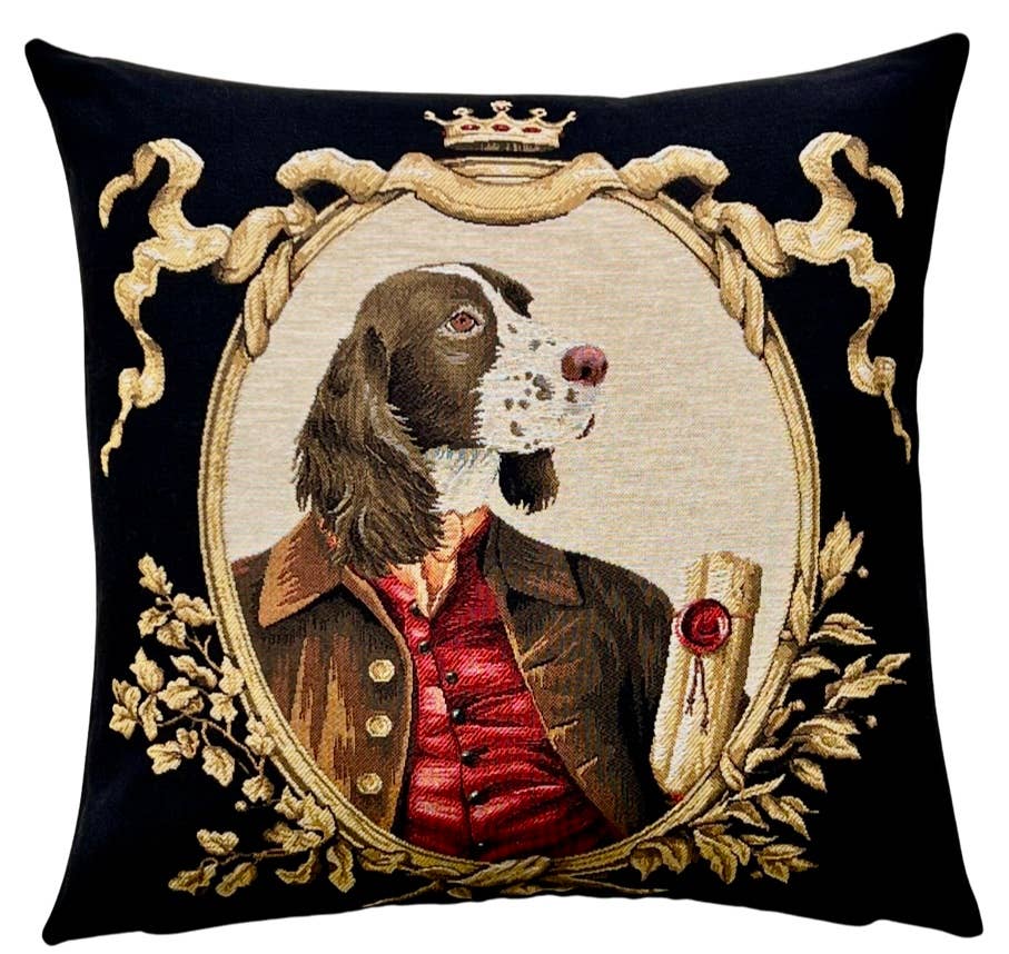 springer spaniel pillow cover - dog decor - hunting dog art