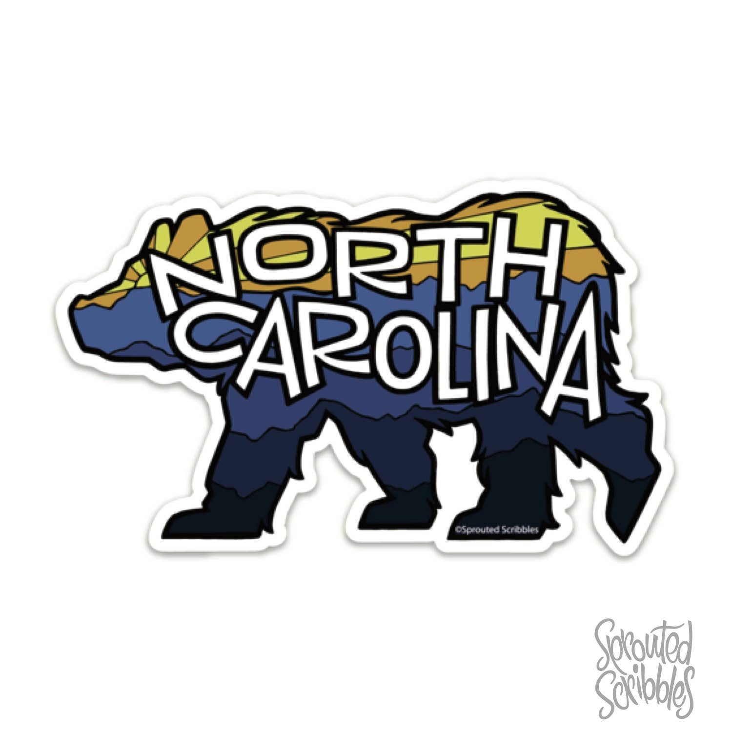 North Carolina Sticker - Bear Blue Ridge Smoky Mountains NC