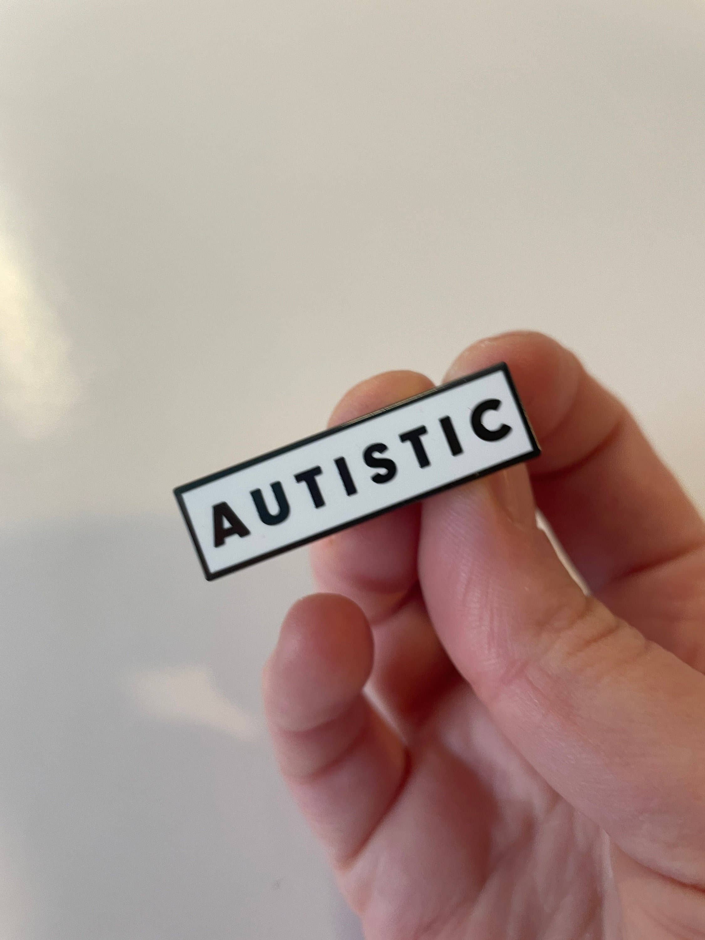 Autistic Identity Enamel Pin Black White Rectangle Autism