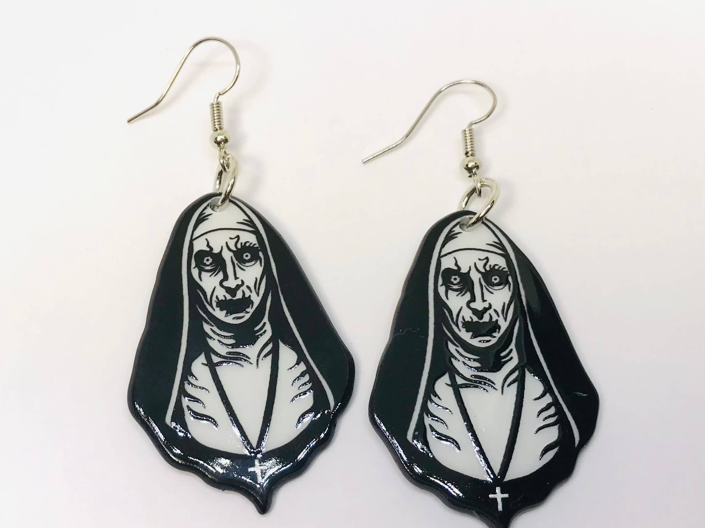 Acrylic Goth Earrings, Wicked Nun Earrings