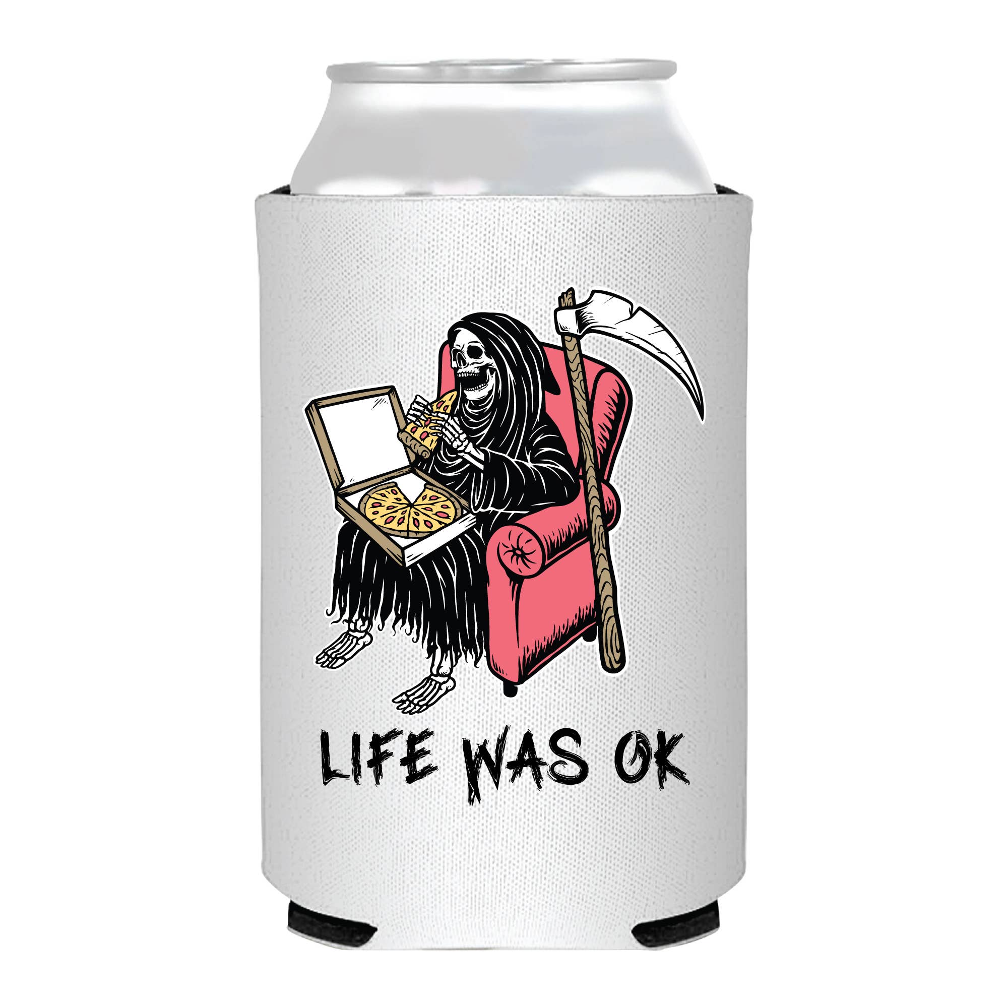 Life Was Ok Grim Reaper Funny Can Cooler - Halloween