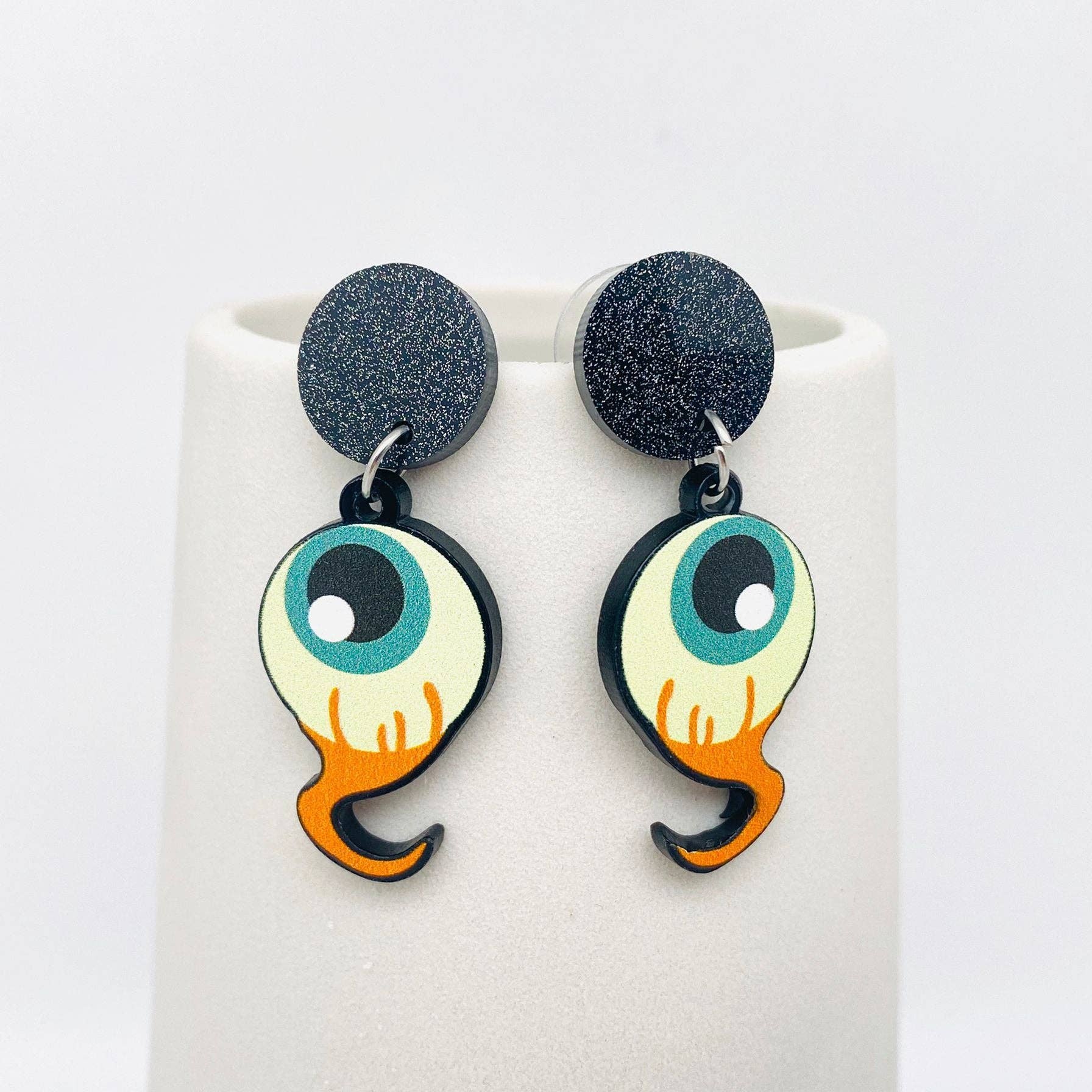 Halloween Acrylic Ghost Eyeball Post Earrings