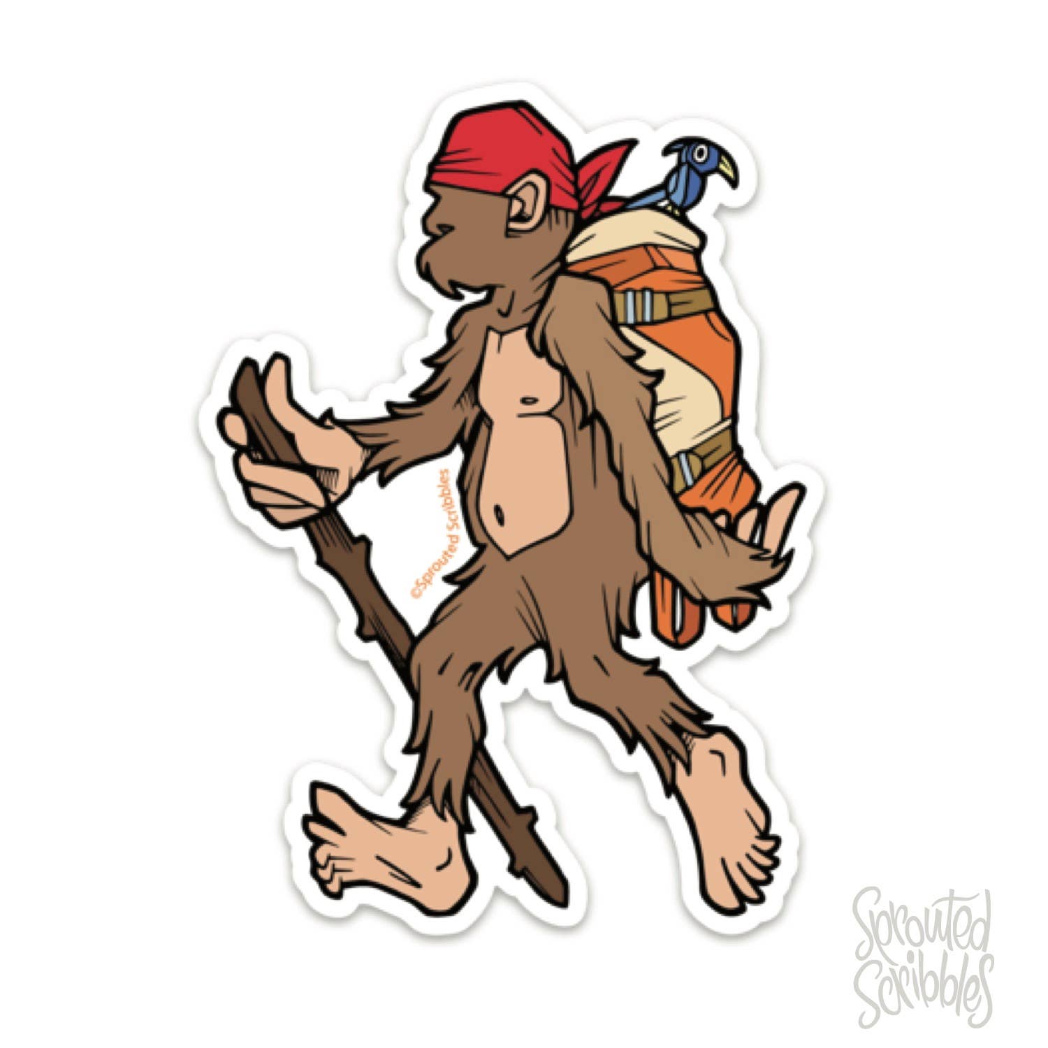 Backpacking Bigfoot Hiking Sticker - Nature Wilderness Funny