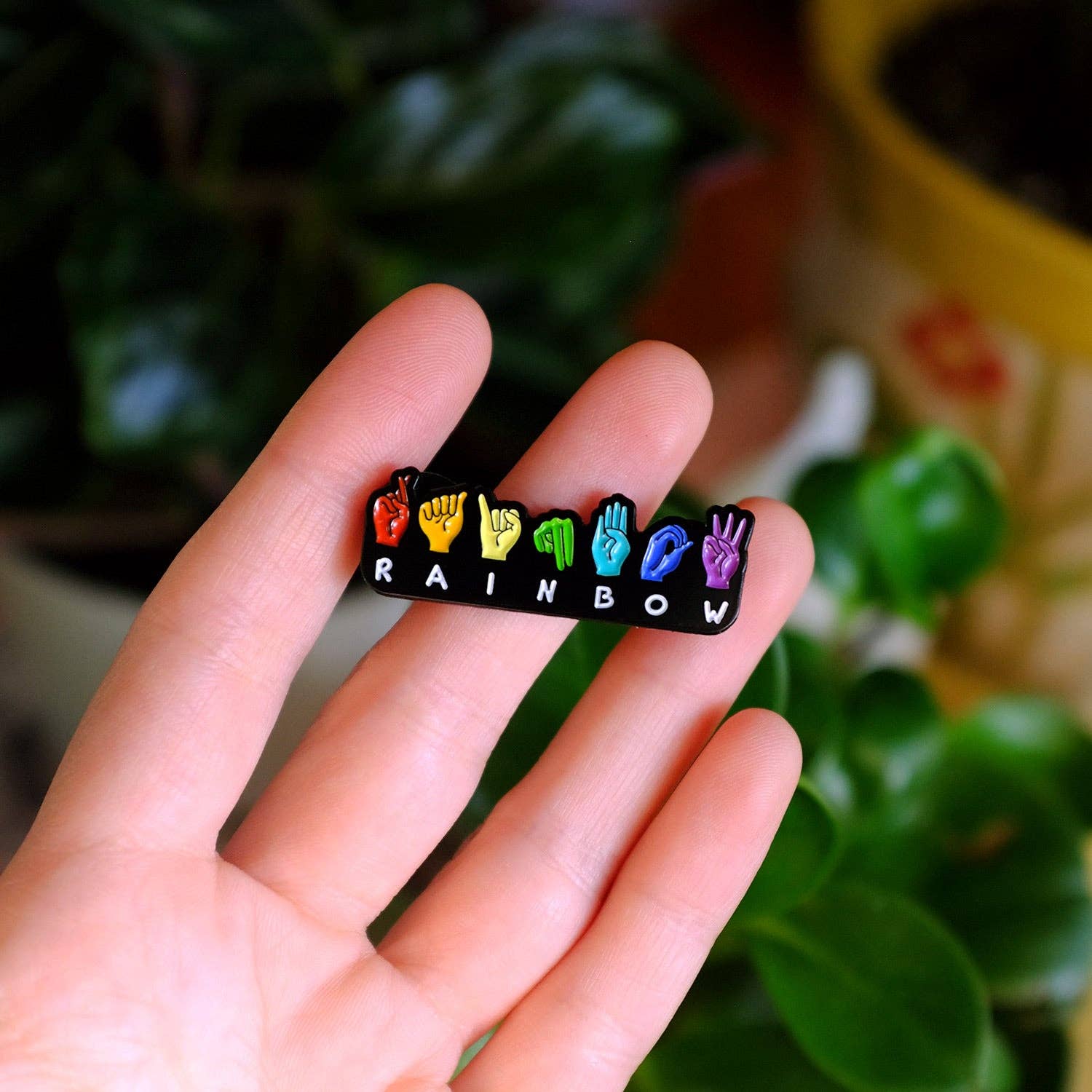 Rainbow ASL Fingerspell Pin
