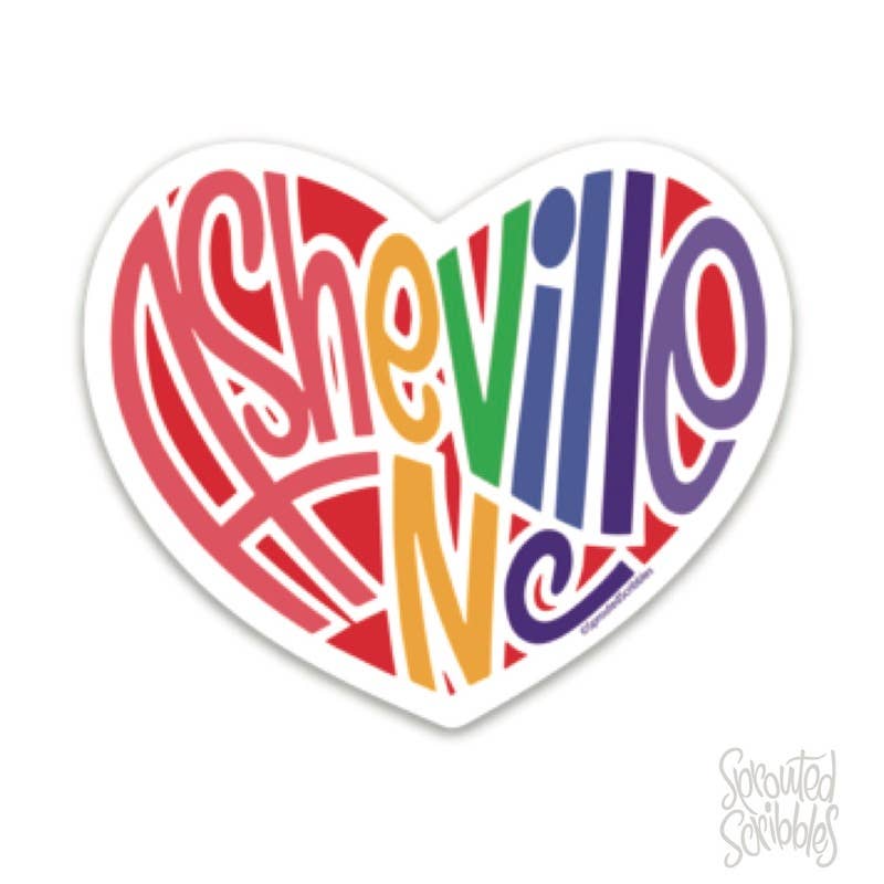 Asheville PIN - Heart Love Rainbow Acrylic Travel NC