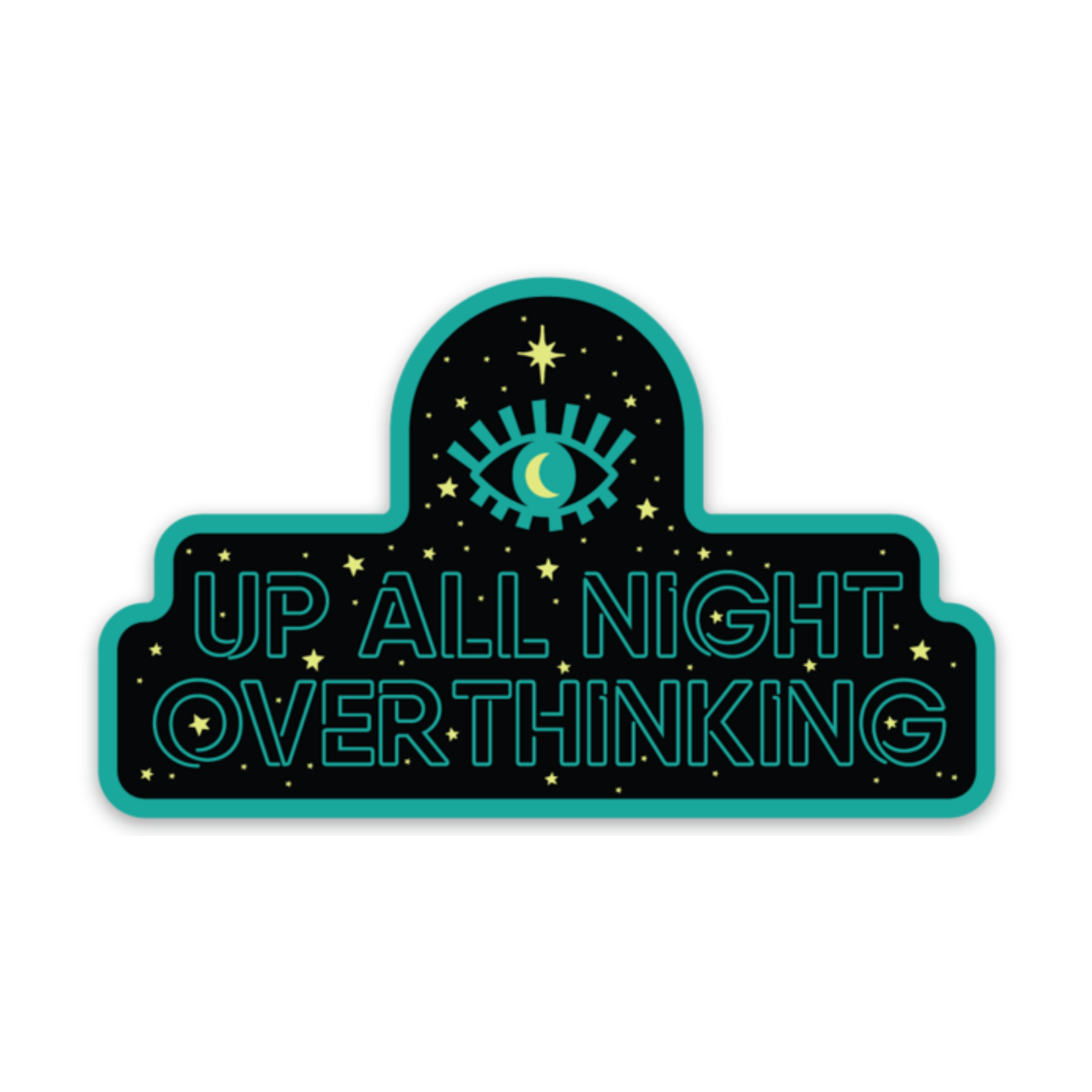 Up All Night Overthinking Sticker (funny)