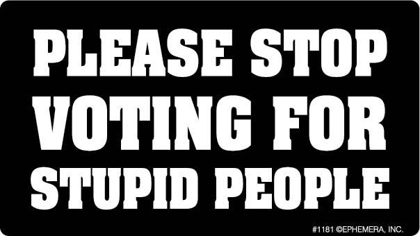 Please stop voting for stupid people sticker