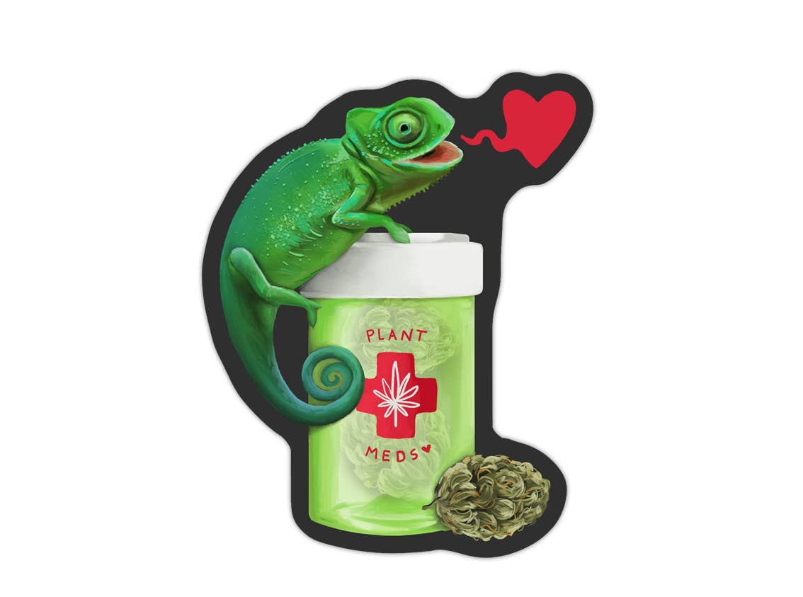 Cute Chameleon Cannabis Sticker