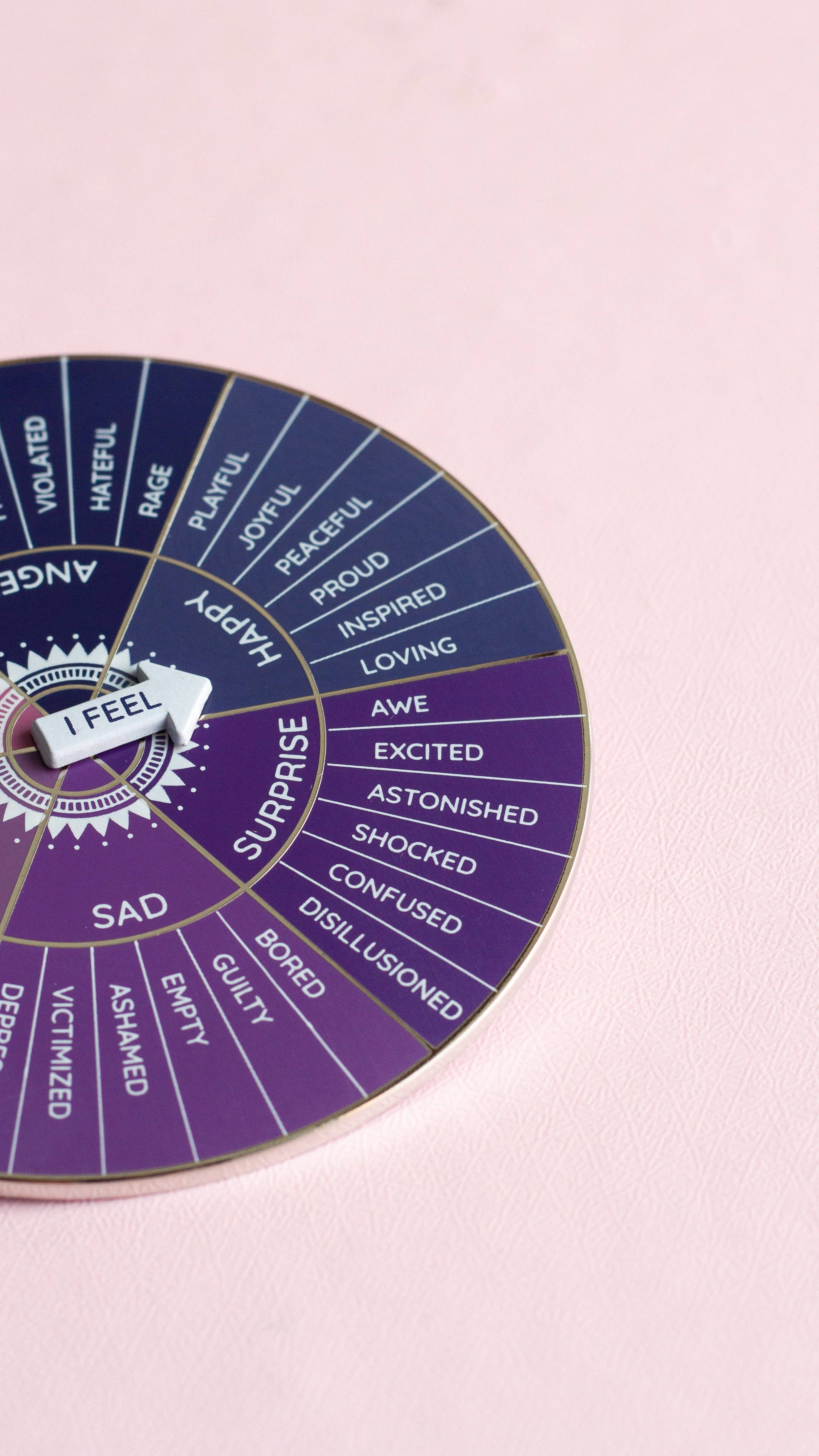 Feelings Wheel Interactive Enamel Pin (Purples), Emotions